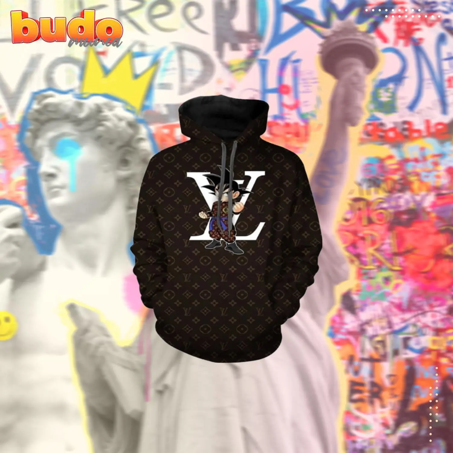Louis vuitton black songoku hoodie luxury brand clothing clothes outfit for men women - hot new